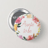Frühlingsblumen Mädchen Baby Shower Tante in spe Button (Vorne & Hinten)