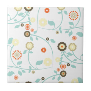 Frühlingsblumen Mädchen-Mod chic florales Muster Fliese