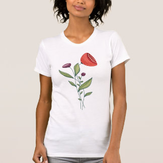 Frühlingsblumen Minimalistisch Botanische Linie Ar T-Shirt