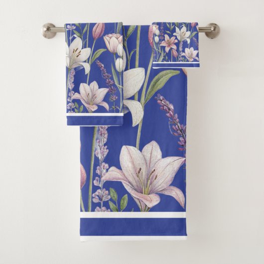 Frühlingsblumen mit blauem Hintergrund Badhandtuch Set (Insitu)