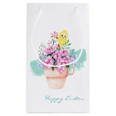 Frühlingsblumen mit Osterkichel Kleine Geschenktas Geschenktüte (Rückseite)