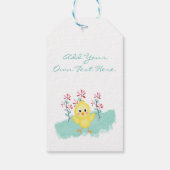 Frühlingsblumen mit Osterküken Geschenkanhänger (Rückseite)