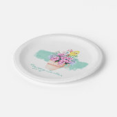 Frühlingsblumen mit Osterküken Pappteller (Schrägansicht)