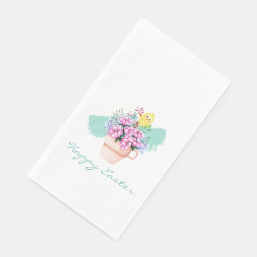 Frühlingsblumen mit Osterküken Serviette (Ecke)