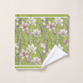 Frühlingsblumen mit Wiesen-Grün-Hintergrund Badhandtuch Set (Waschlappen)