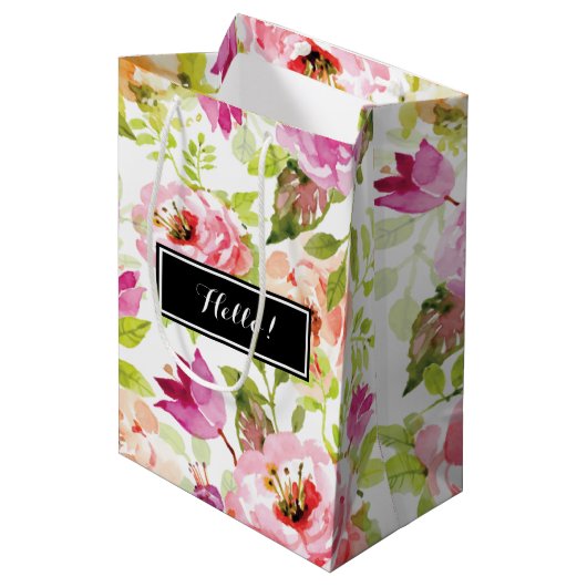 Frühlingsblumen Mittlere Geschenktüte (Vorderseite Schrägansicht)