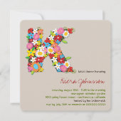 Frühlingsblumen Monogram-K-Brautparty Einladung (Vorderseite)