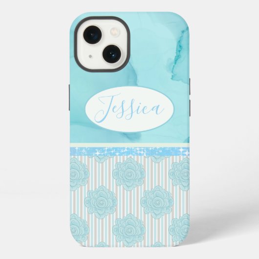 Frühlingsblumen-Multi-Blue-Design iPhone Hülle (Rückseite)