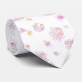 Frühlingsblumen Muster Aquarell Krawatte (Gerollt)