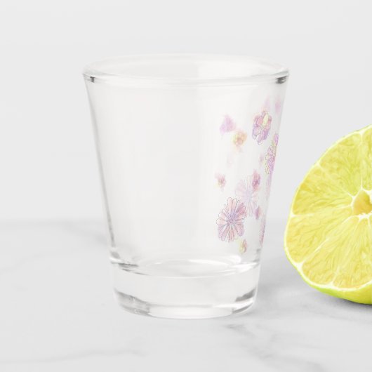 Frühlingsblumen Muster Aquarell Schnapsglas (Links)