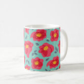 Frühlingsblumen Muster Blau Pink Springtime Kaffeetasse (VorderseiteRechts)