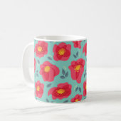 Frühlingsblumen Muster Blau Pink Springtime Kaffeetasse (Vorderseite Links)
