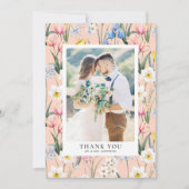 Frühlingsblumen Muster Botanisches Foto Hochzeit Dankeskarte (Vorderseite)