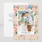 Frühlingsblumen Muster Botanisches Foto Hochzeit Dankeskarte (Vorne/Hinten)