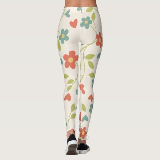 Frühlingsblumen Muster Leggings (Rückseite)