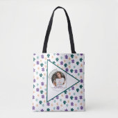 Frühlingsblumen Muster mit Name und Foto Tasche (Vorderseite)