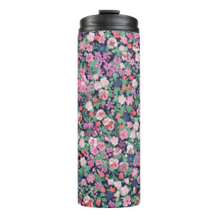 Frühlingsblumen: nahtlose Pflanze drucken. Thermosbecher