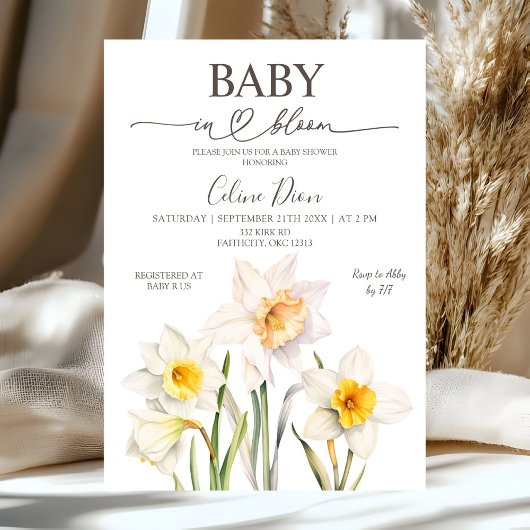 Frühlingsblumen-Narzissen-Baby-Party  Einladung