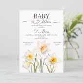 Frühlingsblumen-Narzissen-Baby-Party  Einladung (Stehend Vorderseite)