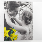 Frühlingsblumen Narzissen Hochzeitgelb grau Dreifach-gefaltete Programmkarte (Innen Erste Seite)