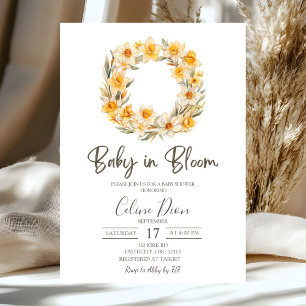 Frühlingsblumen-Narzissen-Kranz-Baby-Party Einladung