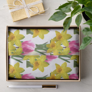 Frühlingsblumen Narzissen und Tulpen Seidenpapier