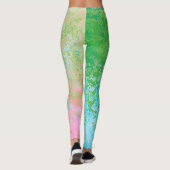 Frühlingsblumen Neon Pastel Alcohol Tinte Abstrakt Leggings (Rückseite)