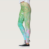 Frühlingsblumen Neon Pastel Alcohol Tinte Abstrakt Leggings (Links)
