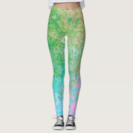 Frühlingsblumen Neon Pastel Alcohol Tinte Abstrakt Leggings