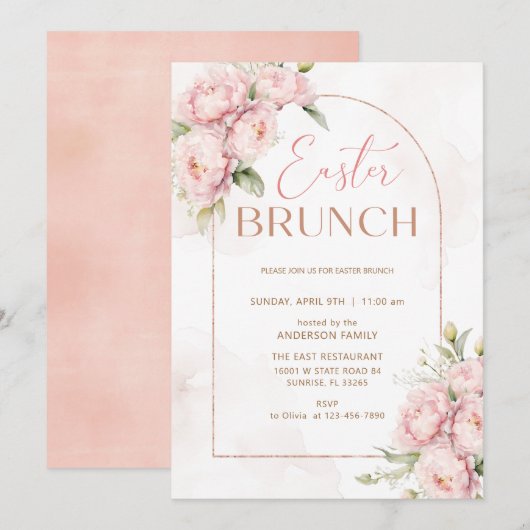 Frühlingsblumen Osterbrunch Einladung (Vorne/Hinten)