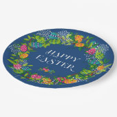 Frühlingsblumen & Ostereier Farbenfrohe Kleider Pappteller (Schrägansicht)