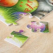 Frühlingsblumen Ostereier und Kätzchen im Garten  Puzzle (Seite)