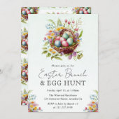 Frühlingsblumen Osterkörbe Brunch Einladung (Vorne/Hinten)