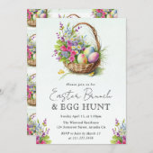 Frühlingsblumen Osterkörbe Brunch Einladung (Vorne/Hinten)