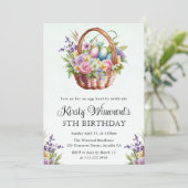 Frühlingsblumen Ostern Korb Geburtstag Einladung (Stehend Vorderseite)