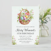 Frühlingsblumen Ostern Korb Geburtstag Einladung (Stehend Vorderseite)