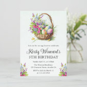 Frühlingsblumen Ostern Korb Geburtstag Einladung (Stehend Vorderseite)