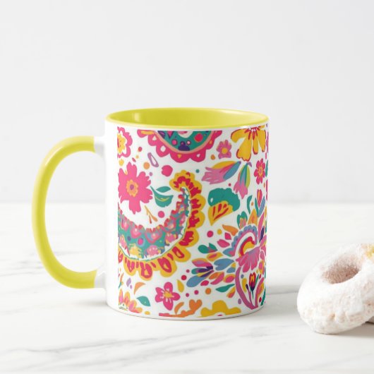 Frühlingsblumen-Paisley Tasse (Mit Donut)
