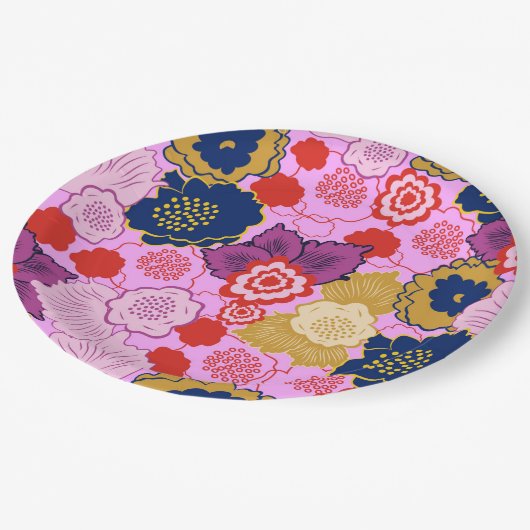 Frühlingsblumen Pappteller (Schrägansicht)