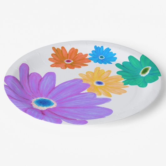 Frühlingsblumen pappteller (Schrägansicht)