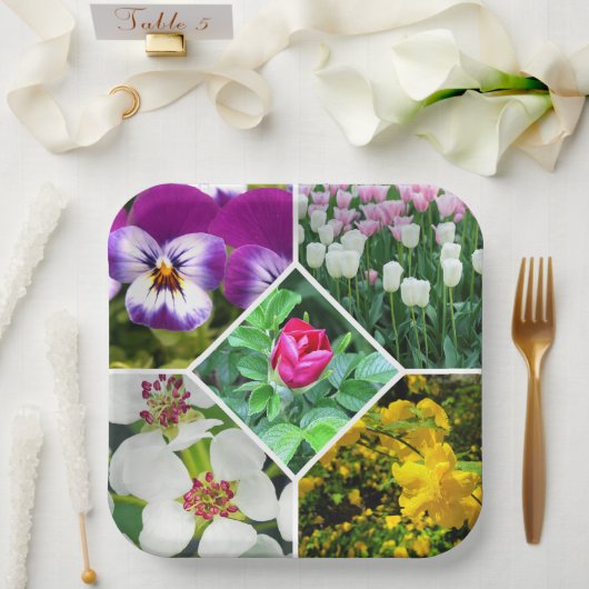 Frühlingsblumen Pappteller (Hochzeit)