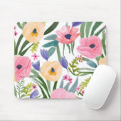 Frühlingsblumen | Pastell Blumen Aquarell Mousepad (Mit Mouse)