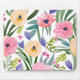 Frühlingsblumen Pastell Blumen Aquarell Mousepad