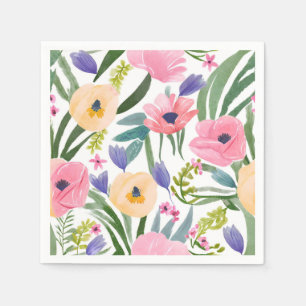 Frühlingsblumen Pastell Blumen Aquarell Serviette