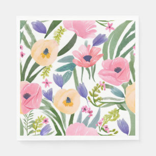 Frühlingsblumen Pastell Blumen Wasserfarbe Serviette