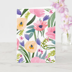 Frühlingsblumen Pastell Floral Watercolor Karte
