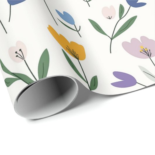 Frühlingsblumen Pastell Oaster Geschenkpapier (Rolleneckpunkt)