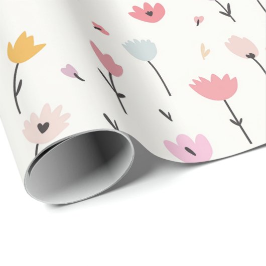 Frühlingsblumen Pastell Oaster Geschenkpapier (Rolleneckpunkt)