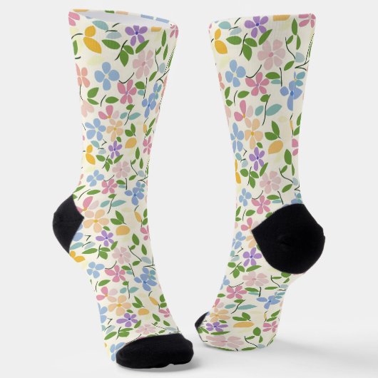 Frühlingsblumen Pastellfarben Socken (Gewinkelt)