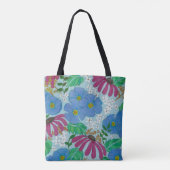 Frühlingsblumen Periwinkle Blau-und rosa Tasche (Rückseite)